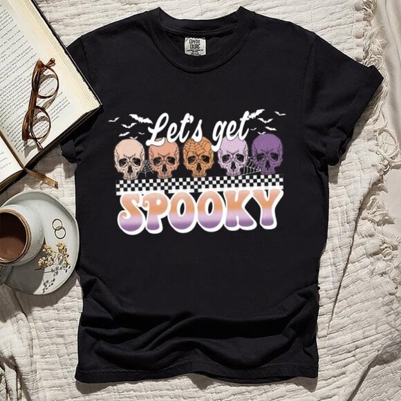 Halloween Lets Get Spooky Shirt, Skulls Shirt, Retro Halloween Shirt - Picture 1 of 3